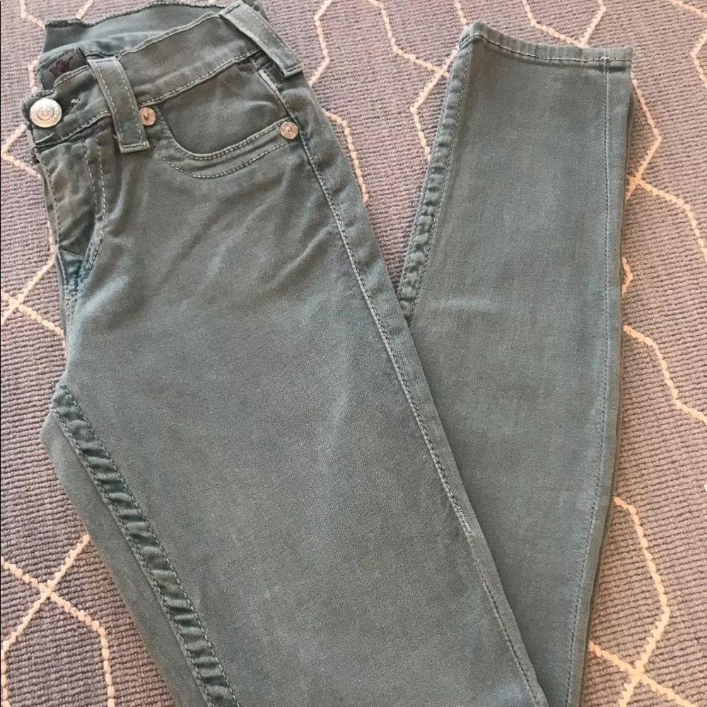 True Religion Brand Jean Halle Skinny SZ25 Teal